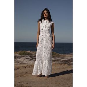 Sonya Moda Layan Lace Maxi Dress in White Formal Event Bridal Shower size S NWT
